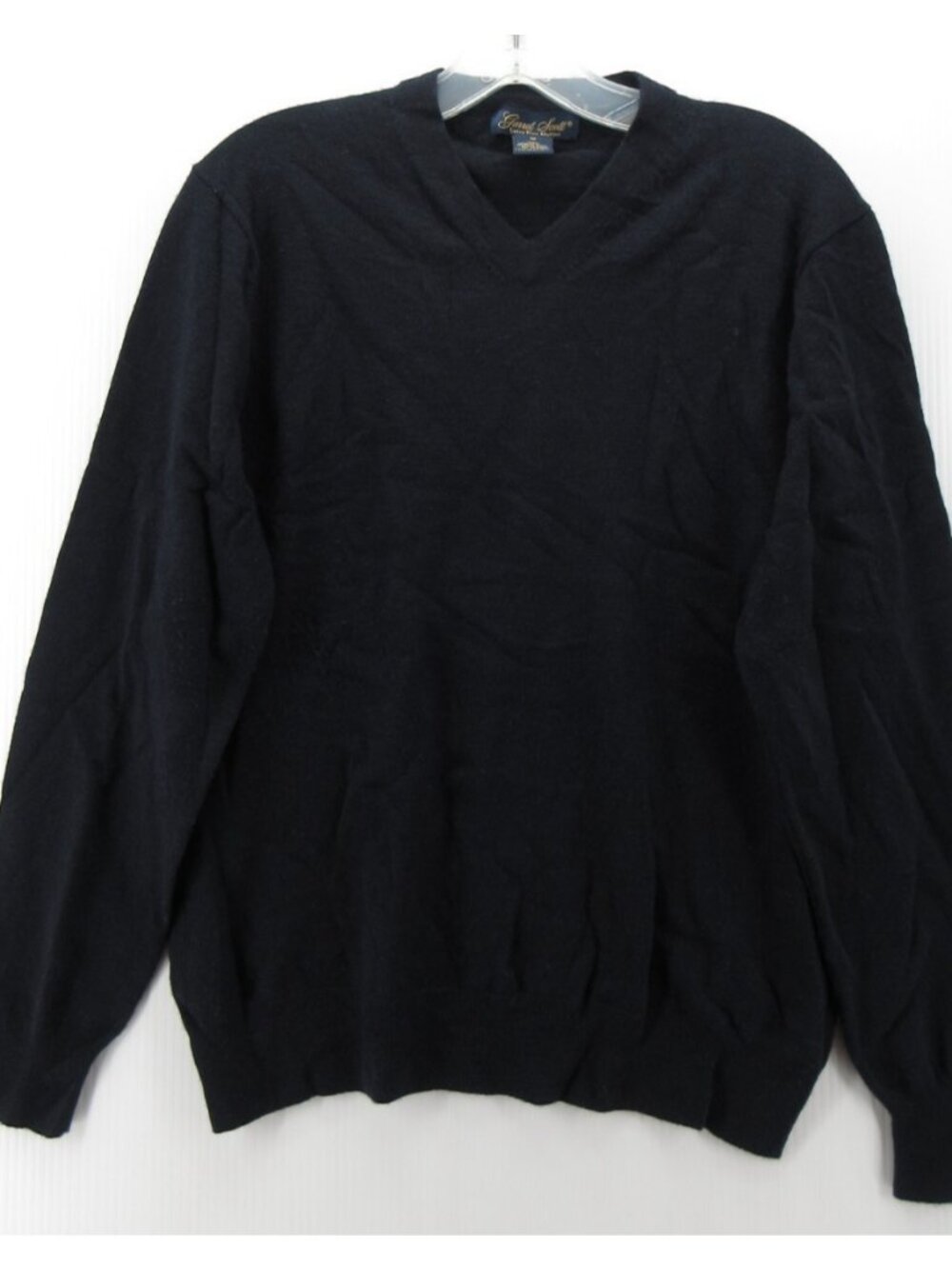 Garret Scott Sweater Medium Navy Extra Fine Merino Wool Minimalist *